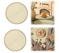 2Pack Round Braided Placemats - 15 Inch Washable, Non-Slip and Simple Style Woven Heat Resistant Placemat for Restaurant Decoration, Thanksgiving, Christmas (Beige)
