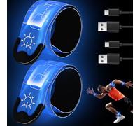 2Pack Running Lights for Runners,Flexible LED Armbands USB Rechargeable Reflective High Visibility,Safety In the Dark Flashing Led Reflectors,Gear Lights Running Accessories Gift for Men Women Pets