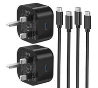 2PACK Samsung Fast Charge Plug and Cable 1M 45W, USB C Samsung Charger with Type C USBC Lead Charging for Galaxy S25 S24 S23 S22 S21 S20 A55 A54 A53 A52S A32 A33 A35 A20E A21S A25 A05S A16 A15 A14 A56