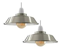 2Pack Satin Nikel Lamp Shades, 22cm Metal Light Shade, Modern Lampshades for Ceiling Lights, Table Lamps Floor Lamps, Easy Fit Pendant Light Shades Ceiling for Living Room, Bedroom, Kitchen, Hallway