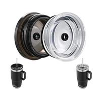 2pack Screw-on Straw Lid, Fit YETI Stronghold 20 oz Travel Mug ONLY, Black+Clear