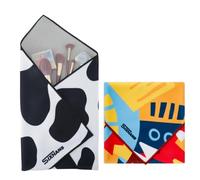 2Pack Self-Adhesive Magic Cloth Makeup Bag|Lay Flat Travel Organizer|Portable Cosmetic Pouch for Beauty Essentials,Camera Wrap,Laptop Protective Cover|Multi-Purpose Gift for Women & Girl (Cow+Ocean)