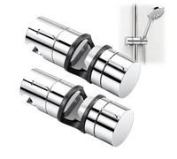 2Pack Shower Head Holder Replacement, Adjustable 19-25mm Clamp for Shower Rail Head Slider, Universal Shower Holder No Drilling Clamp, Chrome Plated Shower Head Holder with Angle Adjustment