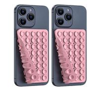 2PACK Silicone Double Sided Suction Phone Case Mount, Detachable Hands Free & Strong Grip Holder for Selfies & Videos, Compatible iPhone Android (Sand Pink, 2Pack 40 Suction Cups)