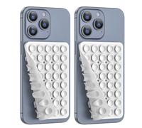 2PACK Silicone Double Sided Suction Phone Case Mount, Detachable Hands Free & Strong Grip Holder for Selfies & Videos, Compatible iPhone Android (White, 2Pack 40 Suction Cups)