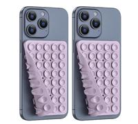 2PACK Silicone Double Sided Suction Phone Case Mount, Detachable Hands Free & Strong Grip Holder for Selfies & Videos, Compatible iPhone Android (Violet, 2Pack 40 Suction Cups)