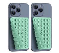 2PACK Silicone Double Sided Suction Phone Case Mount, Detachable Hands Free & Strong Grip Holder for Selfies & Videos, Compatible iPhone Android (Turquoise, 2Pack 40 Suction Cups)