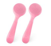 2Pack Silicone Face Brush Manual Face Scrub Exfoliating Brushes Soft Facial Brushes Waterproof Skin Friendly Face Cleaner Brush for Women Men Blackheads Makeup Residues Removal(Pink)