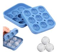 2Pack Silicone Soccer Ice Ball Maker with Lid Reusable Football Shaped Round Ice Cube Tray Easy Release Flexible Mould for Whiskey Cocktails Gin Baking & Chocolate Making(Blue-9Grids)