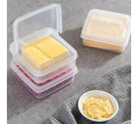 2Pack Sliced Cheese Container for Fridge, Flip Lid Clear Butter Block Cheese Slice Storage Box, Airtight Keeps Cheeses Fresh Longer and Delicious, Refrigerator Organizer for Food Grated Cheese-Singles