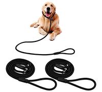 2Pack Slip Dog Lead - Nylon Strong Rope Leash for Training Small Medium Large Dogs - 0.4 Inch Diameter Reflective Mountain Climbing Rope (Black+Black)