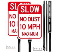 2Pack Slow Down Speed Limit 10MPH Sign with 54 inch heavy Metal Stake, 14 x 10 Inches No Dust Road Signs, Reflective Rust Free Aluminum
