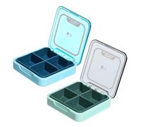 2pack Small Pill Box with 4 Large Compartments, Tablets and Medication, Moistureproof Travel Pill Organiser for Daily Use, Pocket Size, Easy Open Design (Green and Blue)