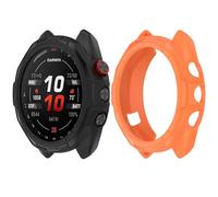 2Pack Smartwatch TPU Case Cover 47mm (Black + Orange) Compatible with Garmin Approach S70 47MM Golf GPS Watch Soft Protective Case Bumper Shell Accessories