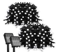 2Pack-Solar String Lights, 78Ft 200 LED Solar Lights Outdoor with 8 Modes ，Solar String Lights Outdoor Waterproof for Yard, Fence,Balcony, Party,Christmas Tree Decorations (Cold White)