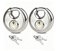 2Pack Storage Locks for Storage Unit, 2-3/4" Disc Locks Keyed Alike, Outdoor Waterproof Stainless Steel Padlocks for Storage Locker, Shed, Gate, Fence, Heavy Duty Discus Keyed Padlock