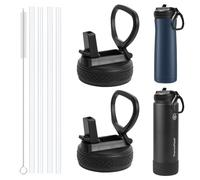 2Pack Straw Lid Compatible with ThermoFlask 18OZ/24OZ/32OZ/40OZ/64OZ Water Bottle, Replacement Lid Fits Hydro Flask/Iron Flask/Contigo wide mouth bottle, Leak Proof and Spill Proof, Easy to Carry