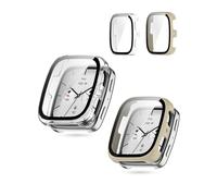 2pack,toergy Screen Protector Case for AMAZFIT Active 2 /Active 2 Square - Integrated Design for Ultimate Smartwatch Protection,PC + Screen Tempered Film,Anti-Scratch,Transparent,Ivory White