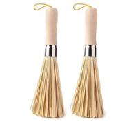 2Pack Traditional Natural Bamboo Wok Brushes, Kitchen Cleaning Brush, Bamboo Kitchen pan Brush, for Cleaning Dishes, Cast Iron Pots, Pans, Vegetables and Sink,Vegetable Brush
