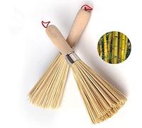 2Pack Traditional Natural Bamboo Wok Brushes, Kitchen Cleaning Brush, Bamboo Kitchen pan Brush, for Cleaning Dishes, Cast Iron Pots, Pans, Vegetables and Sink。