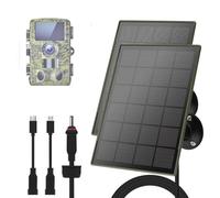 2Pack Trail Cameras Solar Panel 3W/5V, 6000mAh Rechargeable Li-ion Battery, PCB Voltage Regulator,Micro-USB/Type-C/DC Three interfaces,IP66,Compatible with Hunting Cameras or Deer feeders (3G/4G)