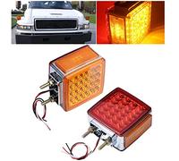 2Pack Truck Trailer Fender Pedestal Turn Signal Light Square Dual Face Amber/Red 51 LED Fender Clearance Lights Stud Mount for Tractor Semi-Trailer Lorry Van Trucks Kenworth Topkick