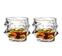 2PACK Tsuki Glass Whiskey Glasses,Japanese Crystal Whisky Glass,Old Fashioned Whiskey Glasses,Heavy Crystal Bar Glassware,Unique Cognac Glasses,Bourbon Gifts for Men Wine Glass Set,Rocks Glasses Set