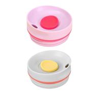 2Pack Tumbler Replacement Slider Lid Compatible for Owala SmoothSip 20oz 12oz, Leakproof Accessories Top Cover Compatible with Owala SmoothSip Slider 12oz 20oz Coffee Tumbler (White with Pink)