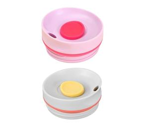 2Pack Tumbler Replacement Slider Lid Compatible for Owala SmoothSip 20oz 12oz, Leakproof Accessories Top Cover Compatible with Owala SmoothSip Slider 12oz 20oz Coffee Tumbler (White with Pink)