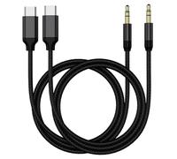 2Pack Type C to 3.5mm Audio Aux Cable, USB C to Aux Cord for Car, USBC Headphone Jack Cord Car Auxiliary Cable USB-C for Apple iPhone 16e 17 Pro Max, Android Samsung Galaxy Google Pixel Speaker Wire