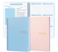 2Pack Undated Weekly Planner with Goal Habit Tracker A5 Cute Spiral Planner | Small A5 to Do List Week Planner Spiral Personal Journal Non Dated Weekly Planner Simple Agenda Planners for Work Kids School
