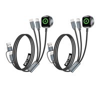2Pack Upgraded 3 in 2 Multi Charger Cable for Apple Watch iWatch Charger Travel Essentials Multi Fast Charging Cable Compatible with iWatch Ultra/SE/10/9/8/7/6/5/4/3/2, for RGB Cable