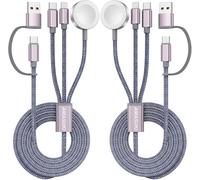 2Pack Upgraded 3 in 2 USB C Cable for Apple Watch iPhone Charger USB C Multi Charger Cable Compatible with iWatch Ultra/SE/11/10/9/8/7/6/5/4/3/2/1 & iPhone 17/16/15/14/13/12/11/Galaxy S23-4FT