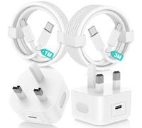 2Pack USB C Charger for iPhone 16 17 15 Pro Max,[Apple MFi Certified]20W Fast Charger Plug with USB C to Type C Cable 3M/1M for iPhone 17 Air/17E/16 15 Plus/17 16 15 Pro/iPad Pro,UK Wall Power Adapte