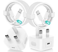 2Pack USB C Charger for iPhone 16 17 15 Pro Max,[Apple MFi Certified]20W Fast Charger Plug with USB C to Type C Cable 3M/3M for iPhone 17 Air/17E/16 15 Plus/17 16 15 Pro/iPad Pro,UK Wall Power Adapte