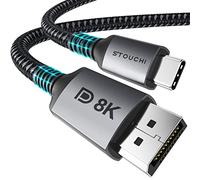 2Pack USB C DisplayPort 1.4 Cable 8K@60Hz Stouchi 4K@144Hz/120Hz 5K@60Hz 2K@240Hz Thunderbolt 3/4 to DisplayPort HBR3 32.4Gbps Type C DP 1.4 for M1 MacBook Pro 2021 Mac Mini Dell XPS-1M-VESA Certified
