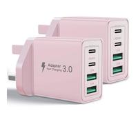 2Pack USB C Plug Fast Charge, 40W 4-Port Multi USB Charger Plug Fast Charging Head for iPhone 17 16 15 14 13 12 11 Pro Max SE XS XR, iPad, Samsung,Dual Port USBC Power Adaptor Type C Wall Head