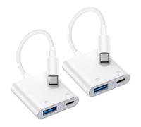 2Pack USB C to USB Camera Adapter USB3.0 Female OTG Adapter with Fast Charging Port for iPhone 16e/16/16 Pro Max/16 Plus/15 Pro Max/15 Plus, Samsung Galaxy S25 Edge/S24 Ultra/A56/A36/A16/A55/A35/A15