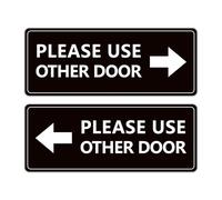 2Pack Use Other Door Sign，Self-Adhesive Weatherproof Vinyl Please Use Other Door Sticker, Left Right Arrow Entrance Sticker Sign for Home,Office, Business, School, Store, Restaurant