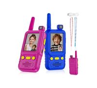 2Pack Video Walkie Talkies for Kids,Rechargeable Walkie Talkies with 180Rotating Cam 4 Voice Changer,600FT Kids Gift