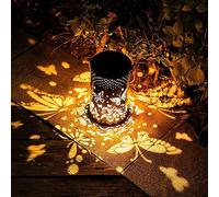 2Pack Waterproof Wrought Iron Openwork Solar Lantern,Hanging Garden Light with Sunflower Design, Waterproof Outdoor Metal Lamp for Patio, Balcony & Courtyard, Gift for Mum & Grandma (B-2Pack)