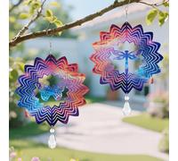 2Pack Wind Spinners Galaxy Light Dragonflies&Butterflies 3D Wind Sculpture Stainless Steel Outdoor Wind Catcher,Wind Spinners for Yard and Garden Art Ornament Gifts