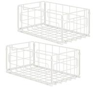 2Pack Wire Storage Bins Baskets,13.8inch Large Foldable Organizer Multipurpose Steel Basket Pantry Storage Bin Rack with Handle for Kitchen Cabinets, Pantry, Freezer, Bathroom,Closets 35x21.5x16 cm