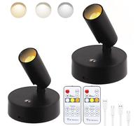 2Pack Wireless LED Spotlight Indoor with Remote, Uplights Indoor Dimmable Picture Light Battery Operated with Timer, Rechargeable Spot Lights Indoor Accent Uplighting for Plant Wall Art