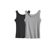 2Pack Women's Summer Ribbed Camisole Crew Neck Slim Fit Thin Sleeveless Tank Tops Fashion Stretchy Soft Solid Color Plain Casual Vest Tops Simple Trendy Outfits (Dark Gray, M)