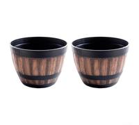 2pack Wooden Effect Pot, Imitation Wood Planting Barrels, Outdoor Garden Flower Tree Plant for Planting Flowers & Trees(A)