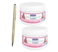 2Pack Zinc and Castor Oil Nappy Cream 400ml for Nappy Rash, Suitable For Newborn Calms Irritation, Redness, Soothes Protects Baby's Bottom & Omoge Branded Pen