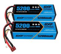 2Packs 3S Lipo Battery Pack, DXF 11.1V RC Battery 5200mAh 100C Hard Case Lipo Batteries T Connector Compatible with Arrma Axial 1/8 1/10 RC Car Truck Truggy Vehicles Tank Boat Airplane Models