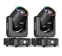 2Packs 7R 230W Beam Moving Head Light RGBW Stage Lights 14Gobos 14 Colors Prisms/Wash/Beam/Frost/Rainbow Effect Spotlights 48-Facet Prism 2.3° Beam Angle 18CH DMX512 Lighting