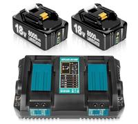 2Packs 8.0Ah/8000mAh Li-ion replacement for Makita 18V Batteries + 1Pack DC18RD 4A dualport charger for Makita Battery 18V BL1850B BL1830 BL1840 BL1850 BL1860 BL1815 BL1820 with LED(8.0Ah*2pcs+C)